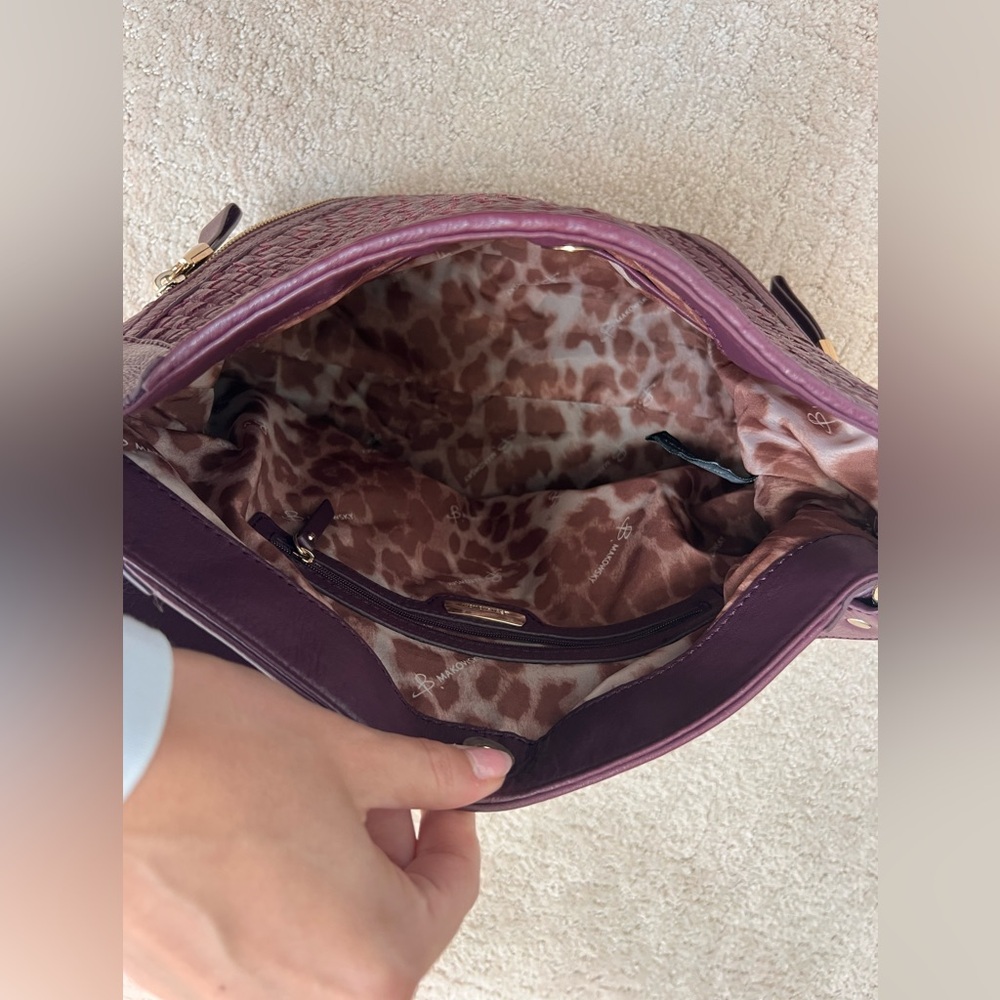 B. Makowsky Purple Woven Leather Shoulder Bag - Picture 5 of 5